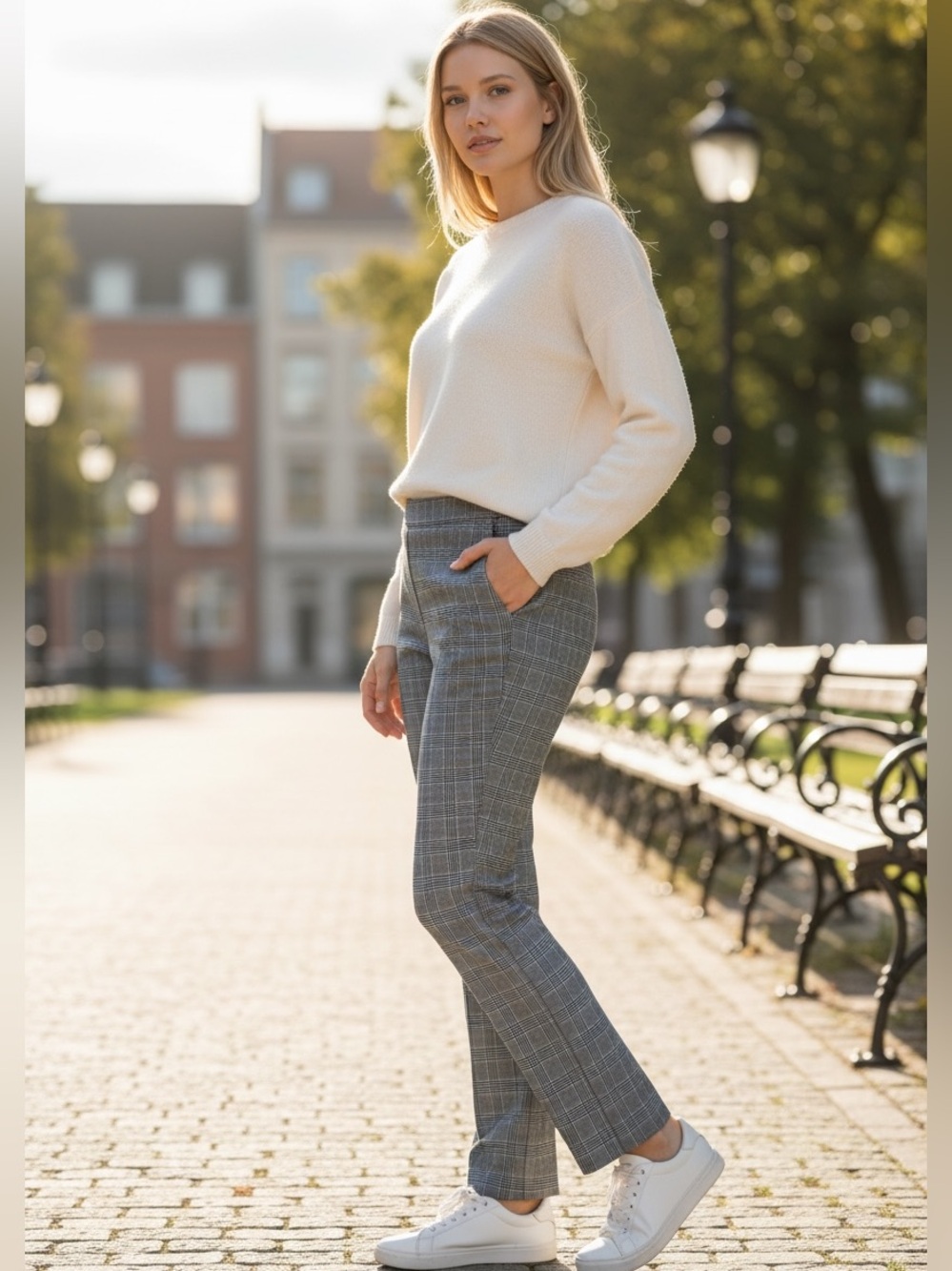 Rachel Zoe Gray Plaid Straight-Leg Cropped Trousers/Size Women’s 10